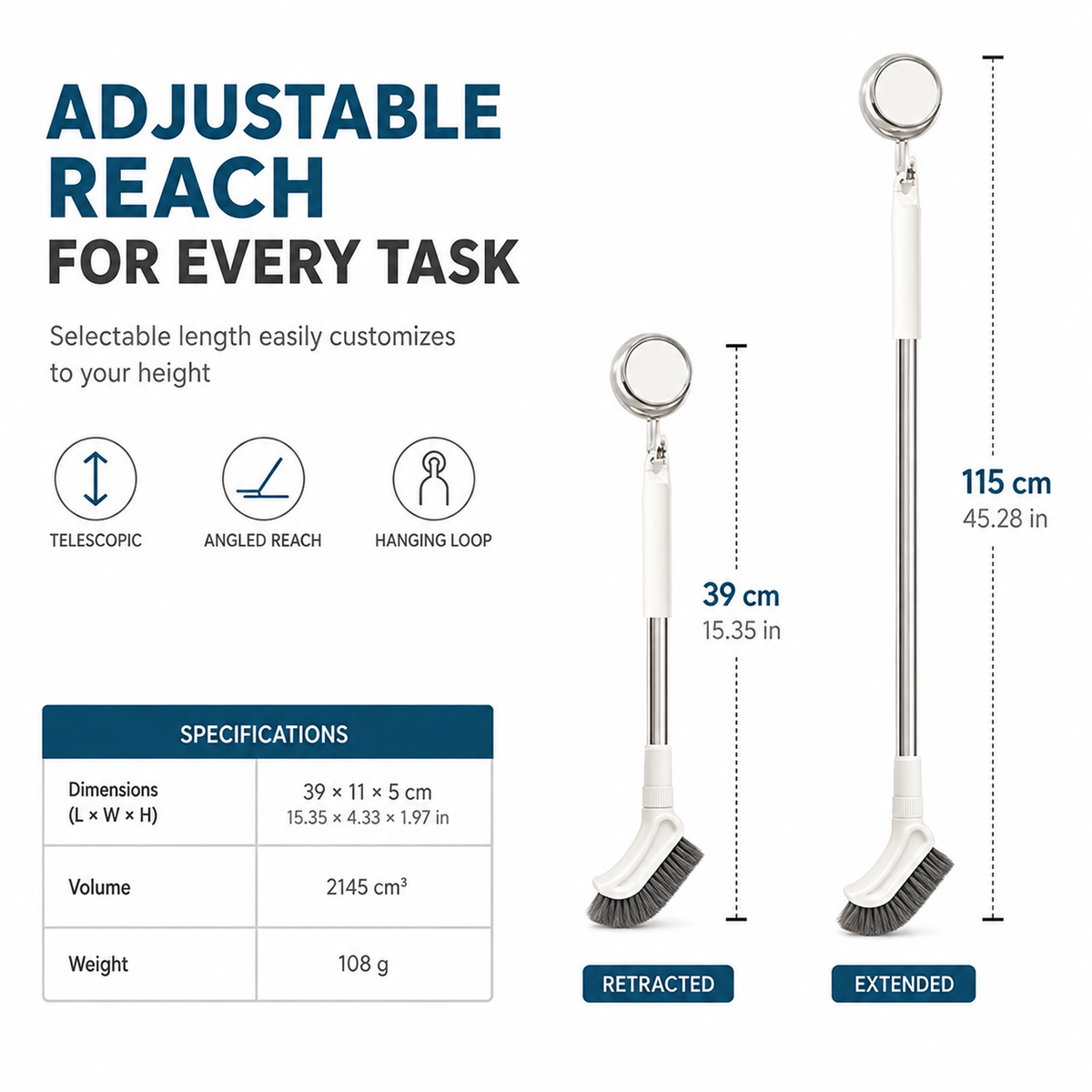 Multifunctional Extendable Long Handle Floor Scrub Brush