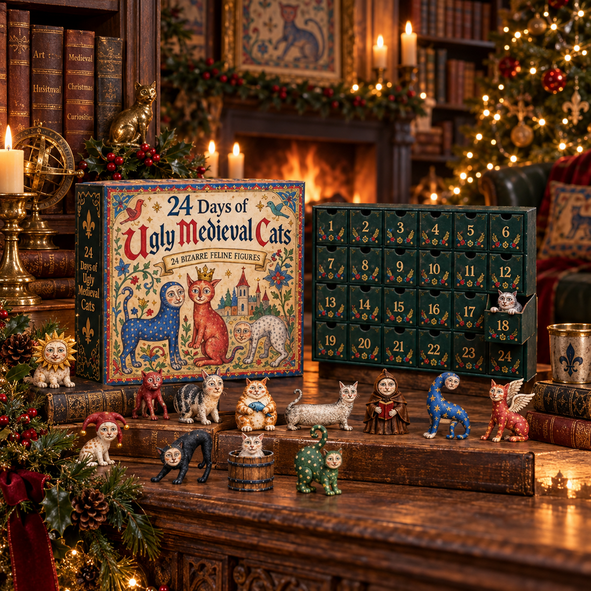 🐱🏰24 Days of Ugly Medieval Cats Advent Calendar(📦Buy 2 Sets, Get FREE Shipping)