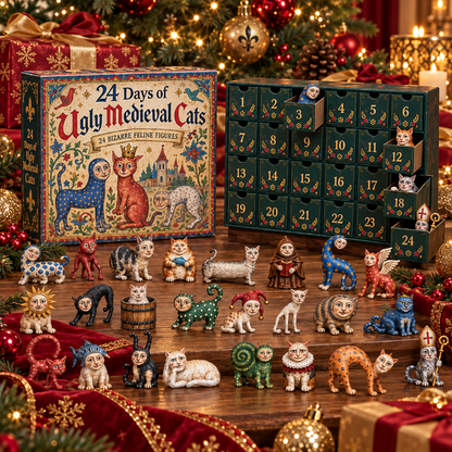 🐱🏰24 Days of Ugly Medieval Cats Advent Calendar(📦Buy 2 Sets, Get FREE Shipping)