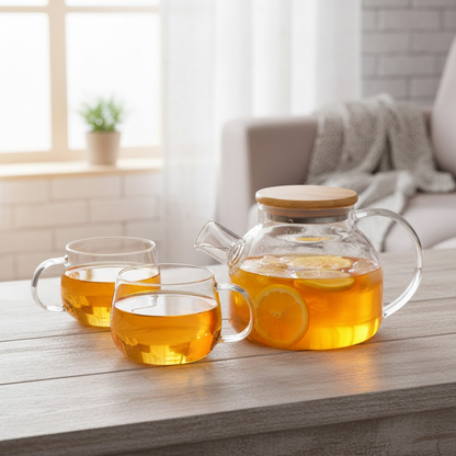 Premium Borosilicate Glass Tea and Cold Water Pitcher